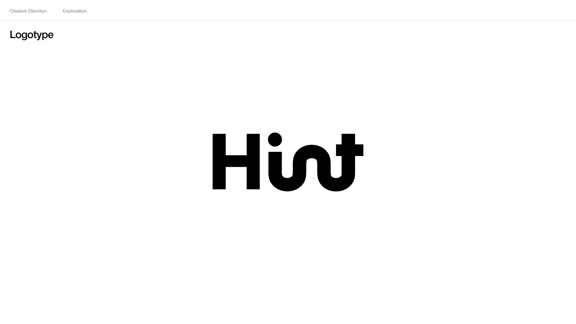 Brand exploration 3.0: the Hint wordmark with looping n and t