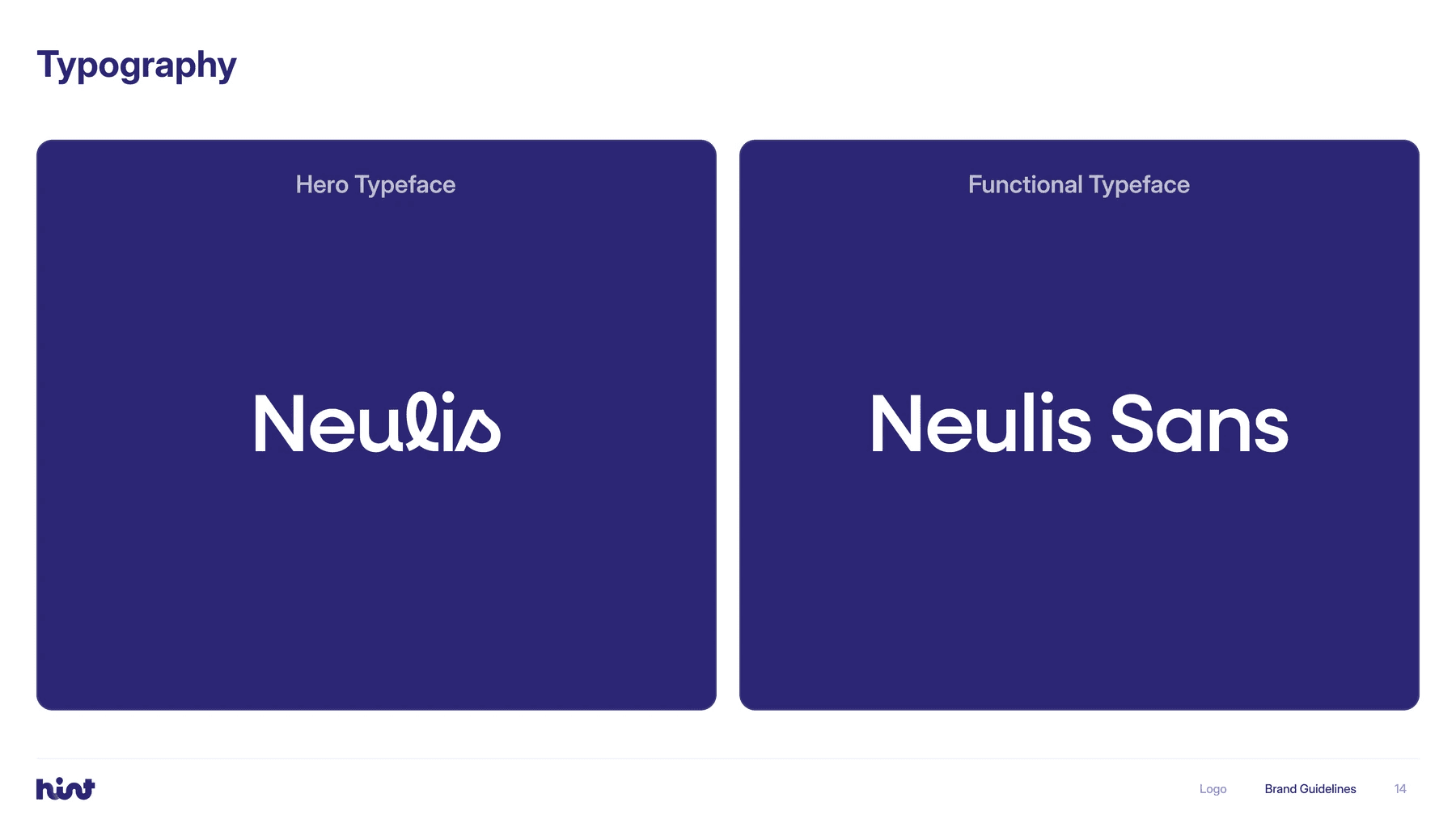 Hint brand guide: the two typefaces, Neulis and Neulis Sans
