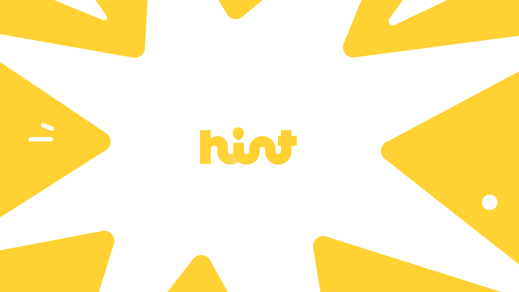 Launch film storyboard: the yellow hint wordmark bursting out of a white star