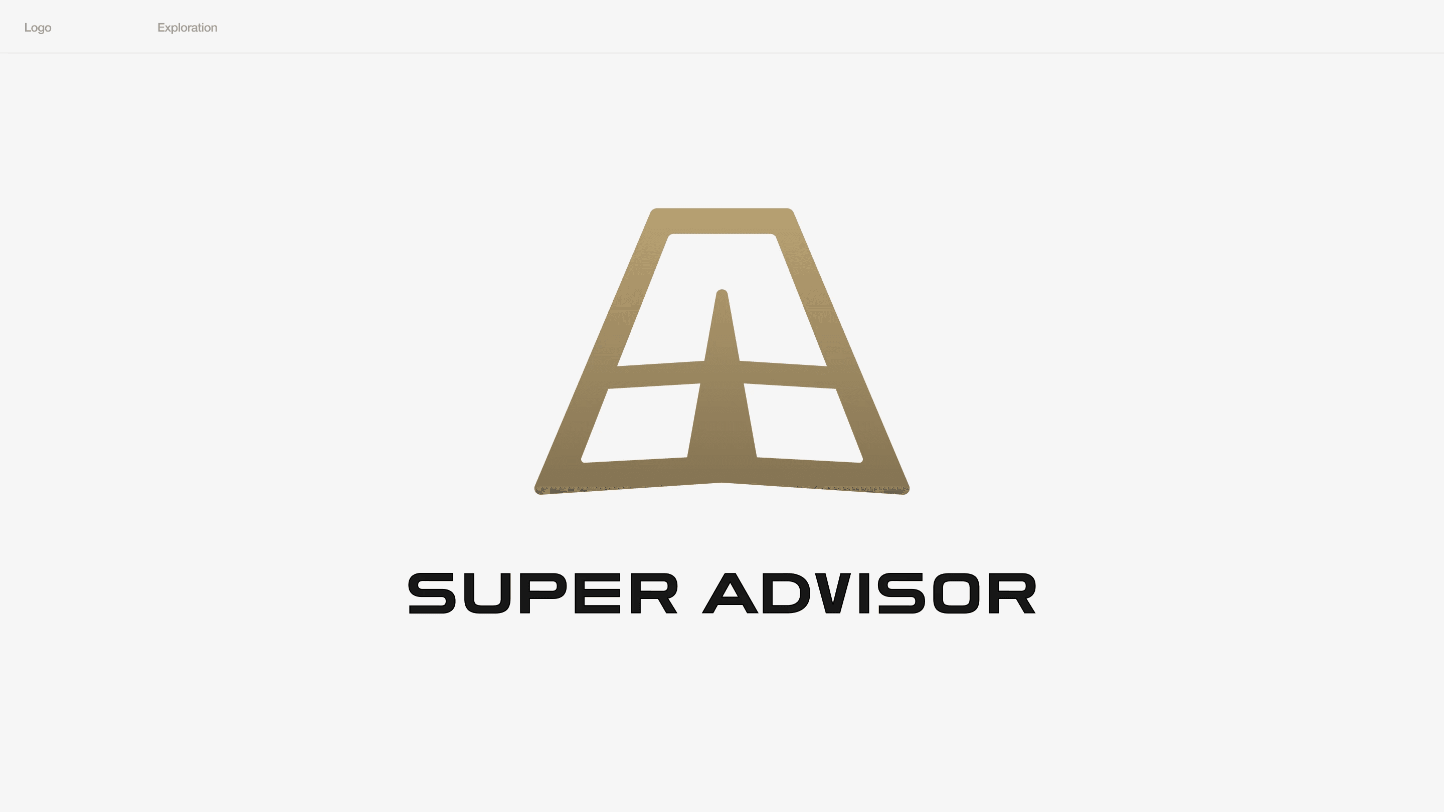 Logo exploration V2, A4: a wide A split down the middle, above the name