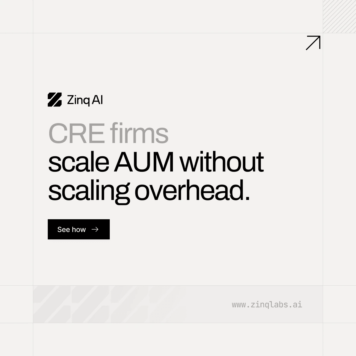 LinkedIn post: CRE firms scale AUM without scaling overhead, with a See how button